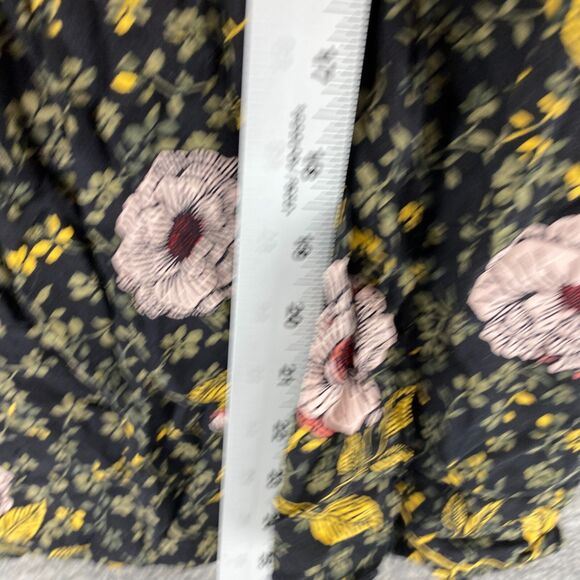 Motherhood Top Women M Maternity Black Floral 3/4 Sleeve V-Neck Rayon Blouse - Picture 8 of 9